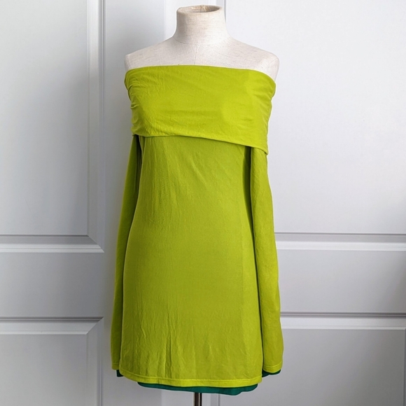 Simon Miller Mini Mesh Cosmo Off The Shoulder Long Sleeve Fitted Kiwi M NWT - Picture 9 of 12